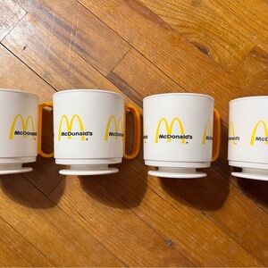 4 Vintage 80s McDonald's White and Orange Coffee Mugs